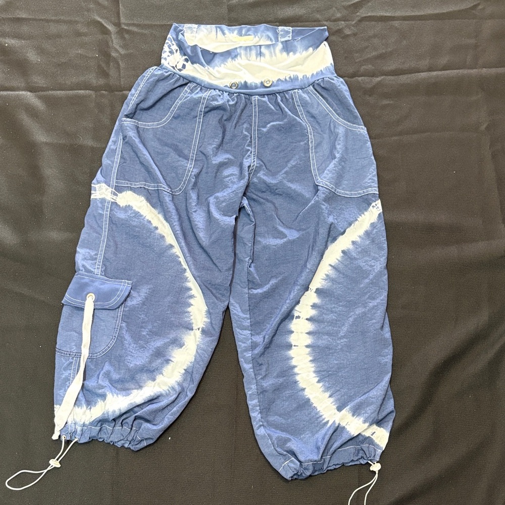 Tie-Dye Ankle Cargo Pants - Blue